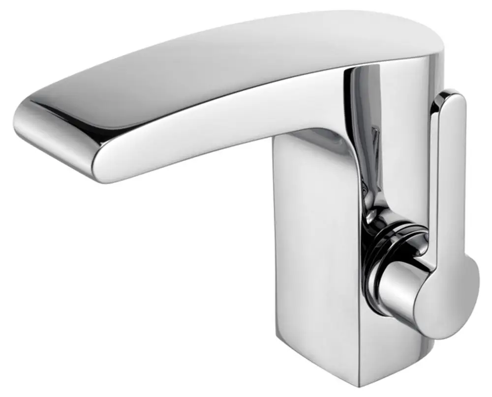 Verchromter Wasserhahn mit seitlichem Hebel. Klare Linien und modernes Design, passend für Waschbecken oder Arbeitsflächen. Produkt von Keuco.